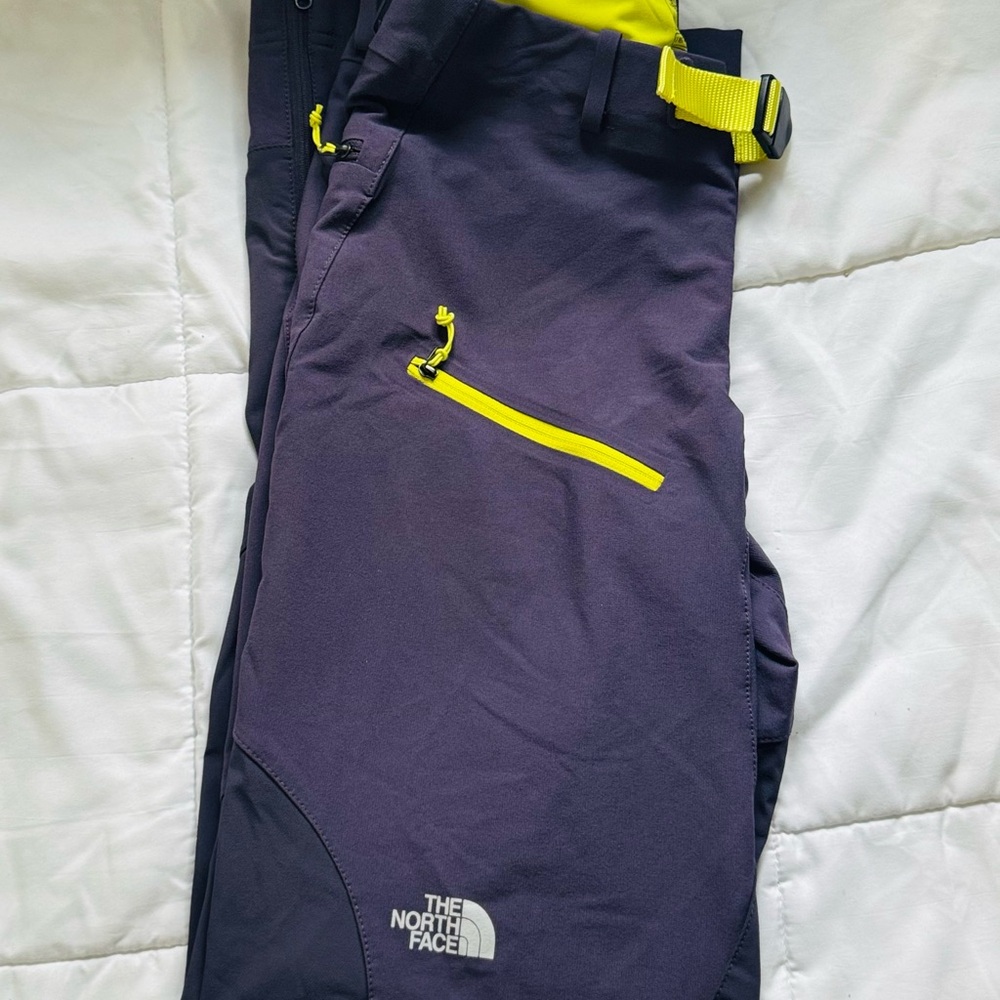 The North Face Wide Leg Pants - Dark Blue and Neon Yellow